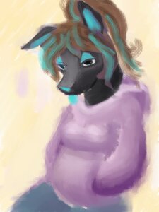 Rating: Safe Score: 0 Tags: 3:4 anthro black_body black_fur blue_body blue_bottomwear blue_clothing blue_eyelids blue_highlights blue_inner_ear blue_nose blue_pants blue_skin blue_tongue bored bottomwear brown_hair canid canine canis clothing curly_hair digital_media_(artwork) digital_painting_(artwork) domestic_dog e621 female fur grey_body grey_ears grey_fur hair hand_in_pocket highlights_(coloring) hoodie mammal mastiff molosser painting_(artwork) pants pink_clothing pockets ponytail portrait purple_clothing purple_hoodie purple_topwear rohypnol shar_pei sherri_mayim simple_background solo three-quarter_portrait tongue tongue_out topwear white_background yellow_background User: bunchy7s