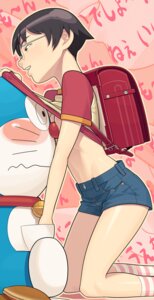 Rating: Questionable Score: 0 Tags: backpack bag brown_eyes brown_hair doraemon doraemon_(character) female flat_chest glasses go_robots nobita_nobi plushie plushophilia raglan_sleeves randoseru rule34 rule_63 shirt_lift short_hair shorts User: bunchy7s