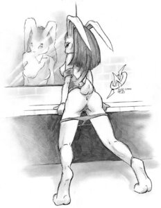 Rating: Explicit Score: 0 Tags: 2000 anthro anus artist_logo bottomless breasts butt clothed clothing e621 female genitals greyscale j_norris lagomorph leporid logo looking_at_mirror looking_at_object mammal mirror monochrome partially_clothed presenting presenting_hindquarters rabbit rear_view reflection solo thong thong_down underwear underwear_down vulva User: bunchy7s