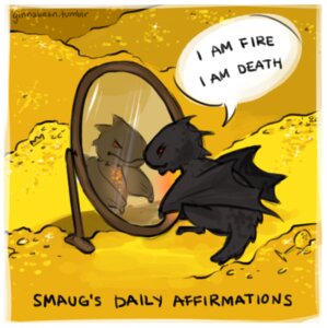 Rating: Safe Score: 0 Tags: ambiguous_gender black_body black_scales border chibi container crown cup dialogue digital_media_(artwork) dragon e621 encouragement english_text european_mythology feral ginnabean glowing goblet gold_(metal) headgear humor j._r._r._tolkien looking_at_mirror looking_at_object membrane_(anatomy) membranous_wings middle-earth_(tolkien) mirror mythological_creature mythological_scalie mythology red_eyes reflection scales scalie smaug solo speech_bubble tail talking_to_self text the_hobbit western_dragon white_border wings wyvern User: bunchy7s