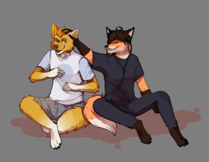 Rating: Safe Score: 0 Tags: alpha_channel anthro beard brown_body brown_fur brown_hair canid canine clothing duo e621 eyes_closed facial_hair fox fur grey_eyes hair happy male mammal open_mouth orange_body orange_fur ruffling_hair shirt simple_background smile solarbyte tail teeth topwear transparent_background yellow_body yellow_fur User: bunchy7s
