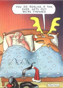Rating: Questionable Score: 0 Tags: 2boys antlers balding beard cervine charteris christmas cigarette deer facial_hair gay human humor in_bed interspecies male red_nose reindeer rudolph rule34 santa_claus smoking tagme User: bunchy7s
