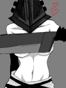 Rating: Questionable Score: 0 Tags: 3:4 breasts censored clothed clothing convenient_censorship crossgender e621 female for_a_head great_knife_(silent_hill) grey_background heart_symbol holding_object holding_weapon humanoid knife konami mammal monster monstrous_humanoid mtf_crossgender not_furry object_head pyramid_head silent_hill simple_background solo topless unknown_artist weapon User: bunchy7s