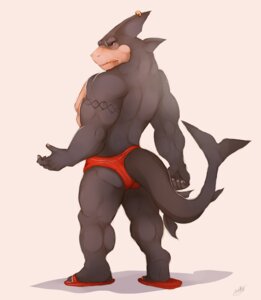 Rating: Safe Score: 0 Tags: absurd_res anthro aquatic biceps big_muscles biped butt clothed clothing e621 fin fin_piercing fish flexing footwear furgonomic_piercing furgonomics hi_res looking_at_viewer looking_back male muscular muscular_anthro muscular_male pecs piercing plantigrade pose sandals shark shoes simple_background solo speedo standing swimwear tattoo topless vetrowolf white_background User: bunchy7s