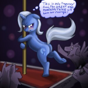 Rating: Questionable Score: 0 Tags: 1:1 2011 blush butt cutie_mark dancing e621 english_text equid equine eyewear feathered_wings feathers female feral friendship_is_magic glasses group hair hasbro horn long_hair male mammal my_little_pony mythological_creature mythological_equine mythology pegasus pluckyninja pole pole_dancing purple_eyes short_hair solo_focus stripper_pole tail text thought_bubble trixie_(mlp) unicorn voyeur white_hair wings User: bunchy7s