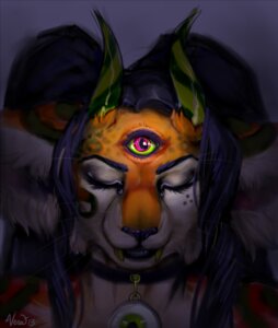 Rating: Safe Score: 0 Tags: 2013 3_eyes anthro black_hair collar deva e621 eyes_closed felid female glamfur hair hinduism horn india langurhali looking_at_viewer mammal multi_eye pantherine psychic religion solo tiger vera_(artist) vera_(vera) whiskers User: bunchy7s
