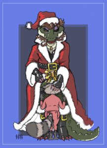 Rating: Explicit Score: 0 Tags: 4ofswords age_difference alexis_s._gator alligator alligatorid ambiguous_gender anthro christmas clothed clothing crocodilian crossdressing duo e621 female holidays larger_female male male/female mammal older_female procyonid raccoon reptile scalie size_difference smaller_male tail younger_male zach_coon User: bunchy7s