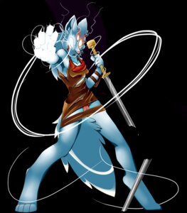 Rating: Questionable Score: 0 Tags: 2010 3_eyes anthro biped black_background blue_body blue_fur blue_hair breasts camel_toe canid canine canis clothed clothing e621 female fur glowing glowing_eyes hair hi_res holding_melee_weapon holding_object holding_sword holding_weapon looking_at_viewer magic mammal melee_weapon multi_eye panties pink_nose severus simple_background solo standing sword tail torn_clothing underwear urara weapon wolf User: bunchy7s