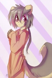 Rating: Safe Score: 0 Tags: 2:3 5_fingers anthro big_eyes biped blue_eyes canid canine canis clothed clothing domestic_dog e621 femboy fingers fully_clothed fur grey_body grey_fur grey_hair hair kukki_(caninelove) long_tail looking_aside looking_at_viewer male mammal multicolored_hair pajamas pattern_background peritian pink_eyes pink_hair ponytail shirt side_view simple_background solo spots standing striped_background tail toony topwear User: bunchy7s