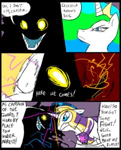 Rating: Safe Score: 0 Tags: 2012 angry armor blue_eyes clothed clothing comic dialogue digital_media_(artwork) e621 english_text equid equine female feral fight friendship_is_magic fur glowing glowing_eyes group hair hasbro horn inside magic male mammal metal_(artist) multicolored_hair my_little_pony mythological_creature mythological_equine mythology princess princess_celestia_(mlp) royal_guard_(mlp) royalty shining_armor_(mlp) teeth text unicorn white_body white_fur User: bunchy7s