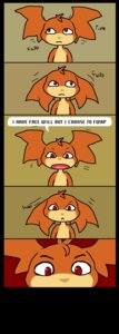 Rating: Safe Score: 0 Tags: anthro bandai_namco comic darkdoomer dialogue digimon digimon_(species) digital_media_(artwork) e621 english_text fur fwap green_background head_wings hi_res looking_at_viewer male membrane_(anatomy) membranous_wings onomatopoeia orange_body orange_fur patachu patamon red_background red_eyes simple_background solo sound_effects text unusual_wing_placement wings User: bunchy7s
