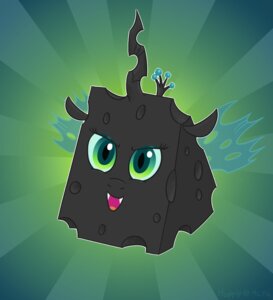 Rating: Safe Score: 0 Tags: alternate_species arthropod black_body changeling_(mlp) cheese dairy_products e621 english_text fangs female food food_creature friendship_is_magic hasbro horn insect_wings my_little_pony open_mouth queen_chrysalis_(mlp) signature solo swiss_cheese teeth text unknown_artist what_has_magic_done wings User: bunchy7s