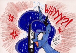 Rating: Safe Score: 0 Tags: 2013 angry apple_inc. blue_body blue_fur blue_hair crown e621 english_text equid equine female feral friendship_is_magic fur green_eyes hair hasbro headgear horn interrobang ipad mammal multicolored_hair my_little_pony mythological_creature mythological_equine mythology newyorkx3 open_mouth princess_luna_(mlp) simple_background solo tablet_computer text tongue traditional_media_(artwork) two_tone_hair unicorn User: bunchy7s