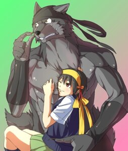 Rating: Questionable Score: 0 Tags: anthro blush bodily_fluids canid canine canis claws clothed clothing duo e621 embarrassed female female_on_anthro human human_on_anthro interspecies kerchief larger_male layer_(artist) male male/female male_on_human mammal muscular protective romantic romantic_couple simple_background size_difference smaller_female smaller_version_at_source sweat tail topless wolf User: bunchy7s