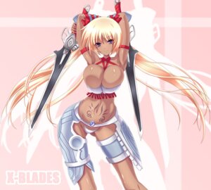 Rating: Explicit Score: 0 Tags: 1girls armor armpits arms_up ayumi ayumi_(x-blades) bikini_armor blonde_hair blue_eyes breasts bursting_breasts cleavage dark_skin dual_wield dual_wielding female gunblade large_breasts long_hair nanakorobi_yaoki navel panties rule34 smile solo sword tattoo underwear very_long_hair weapon x-blades User: bunchy7s