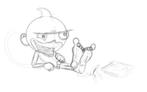 Rating: Questionable Score: 0 Tags: 2013 3rdharleyjoe 5_toes ambiguous_gender anthro e621 feet graphite_(artwork) gus_(rocket_monkeys) haplorhine humanoid_feet male mammal monkey monochrome paws plantigrade primate rocket_monkeys simple_background solo tail toes traditional_media_(artwork) what white_background User: bunchy7s