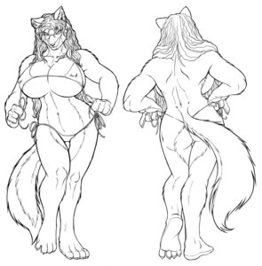 Rating: Questionable Score: 0 Tags: anthro big_breasts bikini black_and_white breasts canid canine canis clothed clothing e621 female hair huge_breasts line_art long_hair mammal max_blackrabbit monochrome navel pen_(artwork) raven_hunt simple_background skimpy solo swimwear tail traditional_media_(artwork) two-piece_swimsuit white_background wolf User: bunchy7s