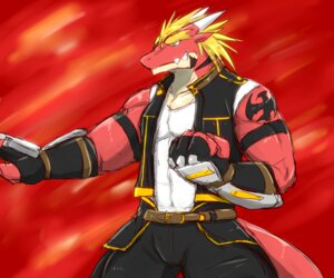 Rating: Safe Score: 0 Tags: 2013 anthro belt biceps biped blonde_hair bottomwear bulge clothed clothing delga dragon e621 gloves green_eyes hair handwear horn jacket male monster_(game) muscular muscular_anthro muscular_male mythological_creature mythological_scalie mythology pants pecs pose red_background red_body ryuukikeito scalie shirt simple_background solo standing tail tattoo teeth topwear User: bunchy7s