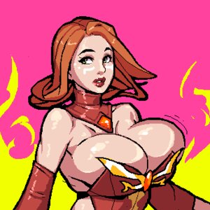 Rating: Questionable Score: 0 Tags: 1girls big_breasts breasts cleavage detached_sleeves dota_2 dress face_paint female lina lipstick red_hair rule34 solo sub_tank User: bunchy7s