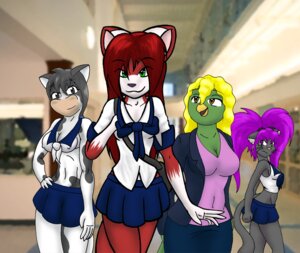 Rating: Safe Score: 0 Tags: anthro avian beak bird black_body black_fur black_hair blonde_hair bottomwear bovid bovine breasts brown_eyes canid canine cattle cleavage clothed clothing domestic_cat e621 feathers felid feline felis female fox fur green_body green_eyes green_feathers grey_eyes group hair hybrid jane_green linda_wright looking_at_viewer mammal midriff miniskirt mixed_media navel nipple_outline non-mammal_breasts parrot photo_background photography_(artwork) pigtails purple_eyes purple_hair red_body red_fur red_hair ri_tsukino ribbons school_uniform skirt student tail terdburgler terra_kane toony uniform whiskers User: bunchy7s