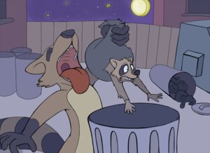 Rating: Questionable Score: 0 Tags: anthro bag container duo e621 eyes_closed feral imminent_vore in_container in_trash male mammal moon night oliver_(rockk) open_mouth outside procyonid raccoon rockk star tail tongue trash trash_bag trash_can vore User: bunchy7s
