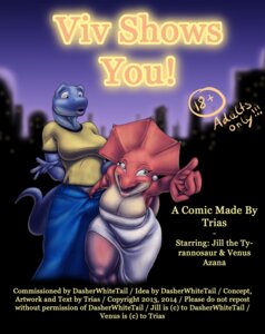 Rating: Safe Score: 0 Tags: anthro big_breasts breasts ceratopsian ceratopsid chasmosaurine comic cover cover_art cover_page dinosaur dinosaurs_inc. duo e621 english_text female hi_res hybrid jill_(dasherwhitetail) marginocephalian non-mammal_breasts ornithischian prehistoric_species protoceratops protoceratopsid reptile saurischian scalie text theropod trias triceratops venus_(trias) viv User: bunchy7s