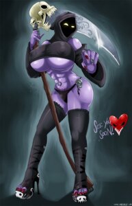 Rating: Questionable Score: 0 Tags: abs areola big_breasts breasts clothed clothing death death_(personification) e621 english_text erect_nipples female heart_symbol hi_res huge_breasts humanoid melee_weapon navel navel_piercing navel_ring nipple_outline nipples not_furry panties personification piercing polearm ring_piercing scythe shadman simple_background solo text under_boob underwear weapon User: bunchy7s