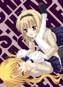 Rating: Questionable Score: 0 Tags: 2girls ahoge antenna_hair black_legwear blonde_hair blush breast_grab breasts brown_hair chaos;head clothing female hair_ribbon hairband large_breasts leg_up long_hair nishijou_nanami open_mouth orihara_kozue pantyhose purple_eyes red_eyes ribbon rule34 saki_chisuzu sakichi_suzu school_uniform science_adventure serafuku short_hair skirt smile tear thighhighs tied_hair twintails white_legwear white_thighhighs wink yuri User: bunchy7s