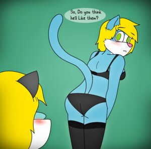 Rating: Questionable Score: 0 Tags: anthro black_bra black_clothing black_panties black_underwear blonde_hair blue_body blue_fur blush bra butt clothed clothing debby_katt digital_media_(artwork) domestic_cat duo e621 felid feline felis female fur green_eyes hair hi_res lingerie looking_at_butt looking_at_panties mammal mcfly0crash no_pupils panties underwear underwear_only User: bunchy7s