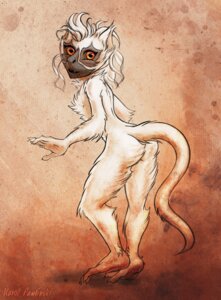 Rating: Questionable Score: 0 Tags: amber_eyes anthro biped black_sclera e621 feet female karol_pawlinski lemur mammal nude prehensile_feet primate raised_tail restricted_palette sifaka silky_sifaka simple_background solo standing strepsirrhine tail textured_background toes User: bunchy7s