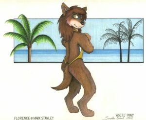 Rating: Safe Score: 0 Tags: 2002 anthro backless_clothing backless_swimsuit black_nose bowman's_wolf brown_body brown_fur brown_hair canid canine canis clothing e621 english_text female florence_ambrose freefall_(webcomic) fur hair looking_at_viewer looking_back mammal one-piece_swimsuit open-back_swimsuit palm_tree plant red_wolf solo swimwear tail text tree white_pony wolf yellow_eyes User: bunchy7s