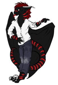 Rating: Safe Score: 0 Tags: anthro black_body clothing dragon e621 european_mythology fareed hair hi_res horn killerdragn long_ears long_tongue male membrane_(anatomy) membranous_wings mythological_creature mythological_scalie mythology red_eyes scalie solo sparrow13 stripes tail tongue western_dragon wings User: bunchy7s
