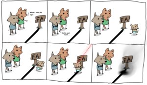 Rating: Safe Score: 0 Tags: 2010 :d anthro ashes black_eyes black_nose blush brown_body brown_fur canid canine canis clean_diaper clothed clothing comic crossed_arms death dialogue diaper diaper_only domestic_cat domestic_dog dot_eyes e621 english_text felid feline felis fur furaffinity grass group jinxed killing laser male mammal neonate open_mouth pink_nose plant shirt sign simple_background simple_eyes smile smoke standing stick_figure syynx tail tan_body tan_fur text topless topwear trio walking wearing_diaper white_background wolf young young_anthro User: bunchy7s