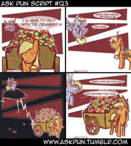 Rating: Safe Score: 0 Tags: apple applejack_(mlp) ask_pun blonde_hair cart clorin_spats cloud comic derpy_hooves_(mlp) dialogue e621 earth_pony electricity english_text equid equine feathered_wings feathers female feral food friendship_is_magic fruit green_eyes hair hasbro horse humor joke lightning mammal my_little_pony mythological_creature mythological_equine mythology pegasus plant pony pun tail text tumblr url vehicle wagon wings yellow_eyes User: bunchy7s