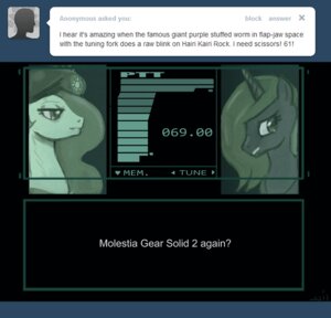Rating: Safe Score: 0 Tags: ask_blog ask_princess_molestia beret clothing cosplay crossover duo e621 english_text equid equine fan_character female feral friendship_is_magic hair hasbro hat headgear headwear horn horse john_joseco konami long_hair mammal metal_gear my_little_pony parody pony princess princess_celestia_(mlp) princess_luna_(mlp) princess_molestia roy_campbell royalty simple_background text toony tumblr User: bunchy7s