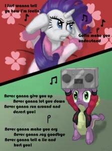 Rating: Safe Score: 0 Tags: bathrobe bedding blanket blue_eyes boombox clothing comic dragon duo e621 english_text equid equine female feral friendship_is_magic green_eyes hair hasbro horn jacket male mammal meme musical_note musical_symbol my_little_pony mythological_creature mythological_equine mythological_scalie mythology never_gonna_give_you_up parody purple_hair rarity_(mlp) rick_astley rickroll robe scalie sgolem spike_(mlp) symbol tail text topwear unicorn User: bunchy7s