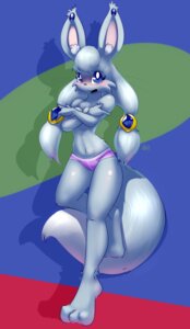 Rating: Questionable Score: 0 Tags: 2014 3_toes anthro barefoot biped blue_eyes blush breasts clothed clothing e621 ear_piercing elpatrixf feet female fur hair hi_res jewelry kriyu lagomorph leporid long_hair looking_at_viewer mammal open_mouth piercing plantigrade rabbit shadow solo standing teeth toes tongue topless underwear white_body white_fur white_hair User: bunchy7s