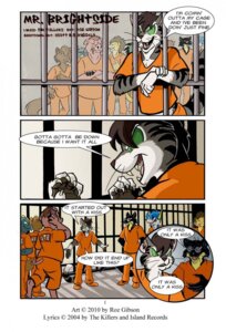 Rating: Safe Score: 0 Tags: 2010 anthro bars claws clothing comic david_hopkins dialogue domestic_cat domestic_pig drip_(jack) e621 english_text eyewear fangs felid feline felis glasses green_eyes gulonine hi_res inmates_clothing jack_(webcomic) jack_salem jumpsuit lion lyrics male mammal marten mr._brightside mustelid musteline open_mouth orange_clothing orange_jumpsuit pantherine prison prison_bars prison_cell roz_gibson sable_(marten) scalie speech_bubble suid suine sus_(pig) tail teeth text the_killers tongue User: bunchy7s
