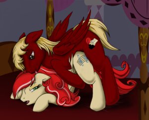 Rating: Explicit Score: 0 Tags: blonde_hair delasangre_(artist) duo e621 equid equine feathered_wings feathers female hair harmony_(dandelo) hasbro love male male/female mammal my_little_pony mythological_creature mythological_equine mythology pegasus quadruped red_hair sex symphony_(dandelo) tail wings User: bunchy7s