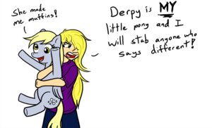 Rating: Safe Score: 0 Tags: cutie_mark derpy_hooves_(mlp) duo e621 english_text equid equine feathered_wings feathers female feral friendship_is_magic ginger's_bread_(web_comic) grey_body grey_feathers hasbro hug human mammal my_little_pony mythological_creature mythological_equine mythology pegasus simple_background text unknown_artist white_background wings User: bunchy7s