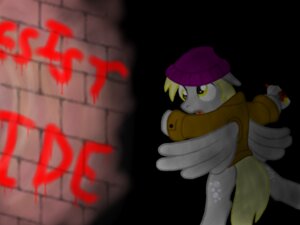 Rating: Safe Score: 0 Tags: 4:3 clothing derpy_hooves_(mlp) e621 equid equine feathered_wings feathers female friendship_is_magic graffiti graffiti_on_wall grey_body grey_feathers hasbro hat headgear headwear humor jacket lesolan mammal my_little_pony mythological_creature mythological_equine mythology paint pegasus solo spray_paint topwear wings User: bunchy7s