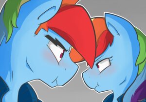 Rating: Safe Score: 0 Tags: 2014 anthro anthrofied blue_body blue_fur blush clothing crossgender duo e621 equid equine female friendship_is_magic fur hair hasbro horse jacket male mammal multicolored_hair my_little_pony nolycs pony purple_eyes rainbow_dash_(mlp) rainbow_hair scrunchy_face square_crossover topwear User: bunchy7s