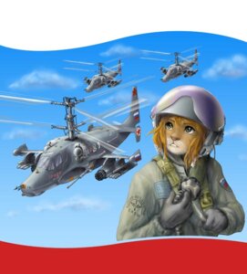 Rating: Safe Score: 0 Tags: ada aircraft anthro armor attack_helicopter aviatrix clothing cloud domestic_cat e621 felid feline felis flying headgear helicopter helmet ka-50_black_shark kamov male mammal military_uniform outside pilot red_star russian russian_federation russian_flag russian_text sky skyscape solo text translated uniform unknown_artist vehicle User: bunchy7s