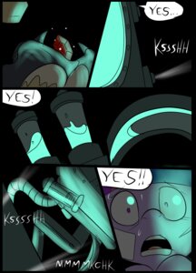 Rating: Safe Score: 0 Tags: bandage black_background bodily_fluids buckshot_(metal) clothed clothing comic crown dialogue digital_media_(artwork) duo e621 english_text equid equine female feral friendship_is_magic gem hasbro headgear horse machine mammal metal_(artist) my_little_pony open_mouth pony scared simple_background speech_bubble steam sweat text twilight_sparkle_(mlp) User: bunchy7s