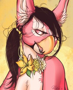 Rating: Safe Score: 0 Tags: 2010 anthro avian beak clothed clothing e621 feathers female flower gryphon mabyn mabyn_(character) mythological_avian mythological_creature mythology pink_body pink_feathers plant solo topless User: bunchy7s