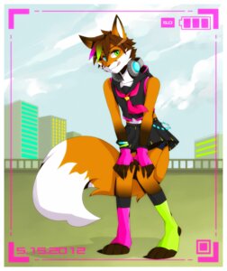 Rating: Safe Score: 0 Tags: 2012 alternative_fashion anthro bottomwear canid canine city cityscape clothed clothing cloud colorful_theme crossdressing cyberpop dipstick_tail e621 electronics femboy fox headphones heterochromia icefoxx j-fashion knock-kneed male mammal markings oouyuki_benten skirt solo tail tail_markings y2k_(graphic_design) User: bunchy7s