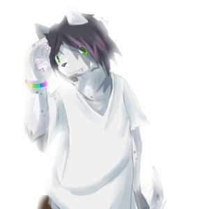 Rating: Safe Score: 0 Tags: 1:1 5_fingers anthro badpotato black_nose canid canine canis clothed clothing e621 fingers front_view fur green_eyes grey_body grey_fur hair male mammal purple_hair shirt short_hair simple_background solo t-shirt tongue tongue_out topwear white_background white_body white_fur wolf User: bunchy7s