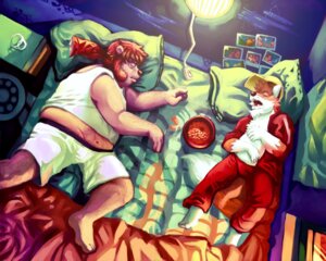 Rating: Safe Score: 0 Tags: 5:4 anthro bear bed blazingcheecks bobo_(blazingcheecks) canid canine cheetos chips_(food) clothed clothing duo e621 eyes_closed facial_hair food fox frito-lay furniture hat headgear headwear male mammal overweight sideburns sleeping zipp_(blazingcheecks) User: bunchy7s