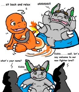 Rating: Questionable Score: 0 Tags: accessory bean_bag charmander charmeleon comic dialogue e621 english_text eyewear fire flaming_tail generation_1_pokemon goggles green_eyes grey_body group guil_bunny_(artist) kishin_the_nidoran male multiple_scenes necktie nidoran nidoran♂ nintendo orange_body orange_skin pokemon pokemon_(species) scalie simple_background tail text white_background User: bunchy7s