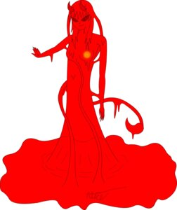 Rating: Questionable Score: 0 Tags: absurd_res biiurikh damian_wafstet dripping e621 female glowing hi_res horn humanoid red_body red_eyes simple_background slime solo white_background User: bunchy7s